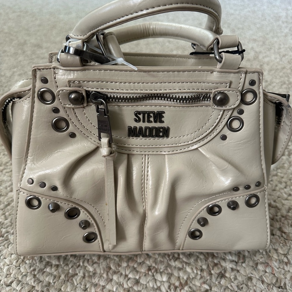 Steve Madden Beige Studded Satchel